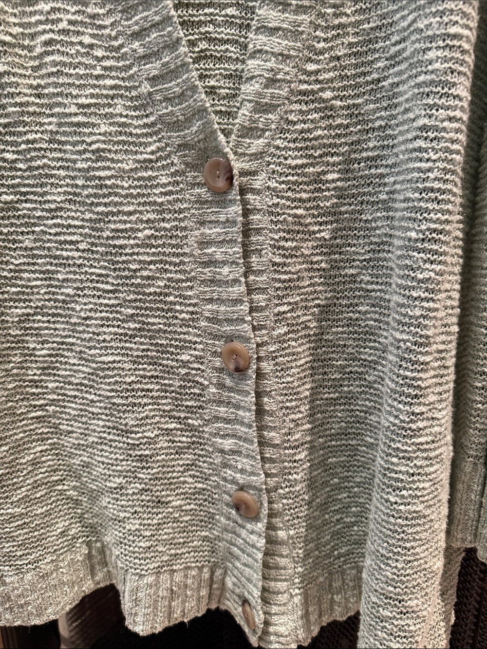 J. Jill Sage Green Open-Knit Button Cardigan - Picture 3 of 5